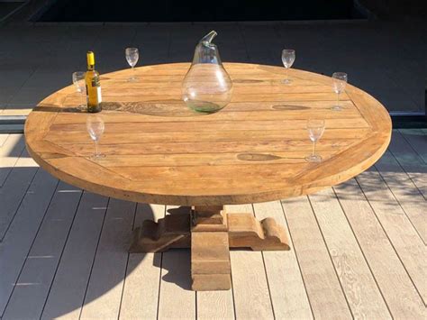 hockney cm reclaimed teak  garden dining table