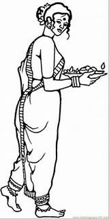 Coloring Saree Pages Indian Ru Girl sketch template