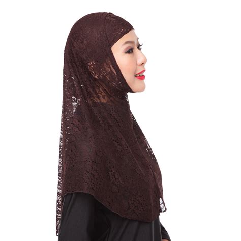 sex lace muslim full cover inner hijab cap islamic scarf 2pcs set ebay