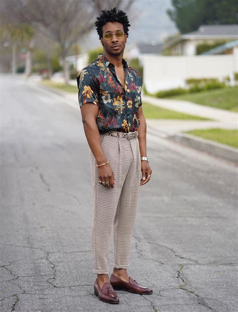 ootd floral button up and plaid pants norris danta ford