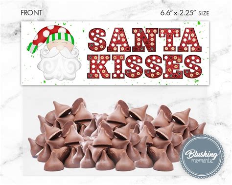 editable santa kisses treat bag topper christmas bag toppers etsy