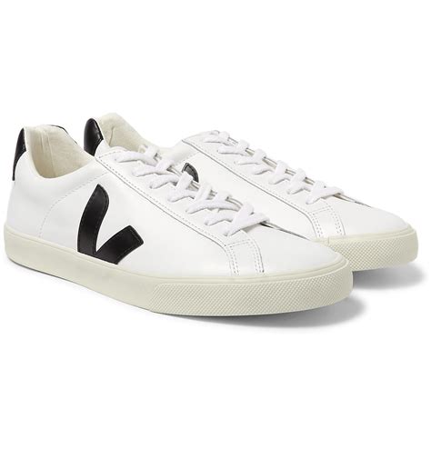 veja esplar rubber trimmed leather sneakers  white  men save  lyst