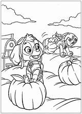 Paw Patrol Coloring Pages Thanksgiving Kids Dogs Pumpkins Children Printable Simple Print Justcolor sketch template