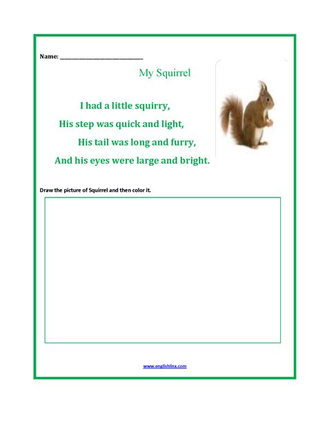 poetry worksheets  squirrel poetry worksheets