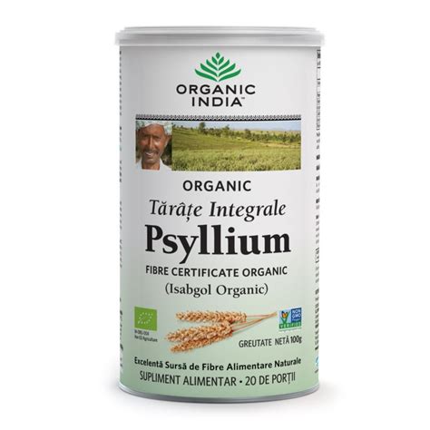 organic india tarate de psyllium integrale 100 organic 87 fibre