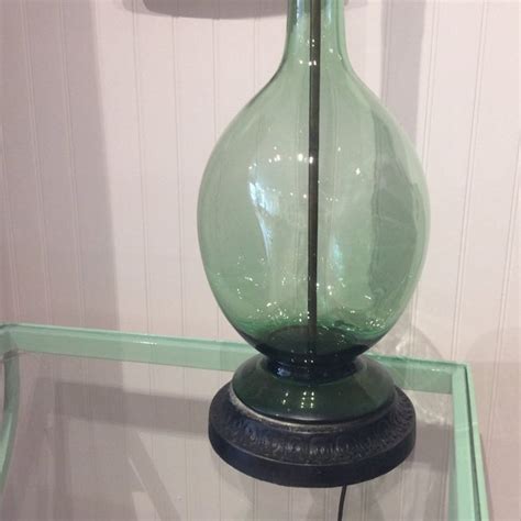Vintage Hand Blown Green Glass Table Lamp Chairish