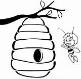 Beehive Coloring Tree Hanging Pages Cartoon Cute Seven Fun Drawing sketch template