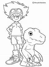 Agumon Tai Coloring Pages Digimon Color Print Hellokids sketch template