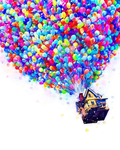 balloon house watercolor art prints disney  pixar poster etsy