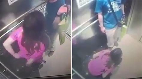 Woman Caught On Cctv Urinating In Lift As Male Companion Holds Bag And