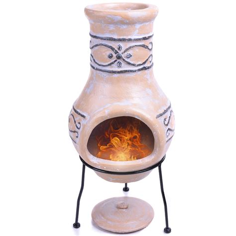buy chiminea outdoor fireplace wood burning clay chiminea  protective chimney rain lids