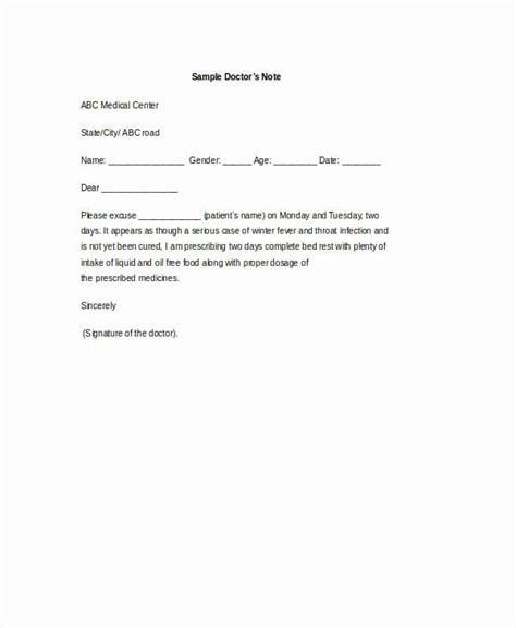 work restriction letter luxury   doctor note examples samples