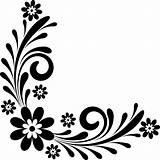 Border Corner Flower Designs Drawing Clipart Floral Draw Simple Flowers Line Clip Silhouette Cool Decal Borders Headboard Corners Stencil Cliparts sketch template