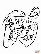 Mask Tiger Coloring Pages Drawing Face Masks Tiki Aztec Getdrawings Spiderman Color Printable Getcolorings Colorings Gas Clipart Paper sketch template
