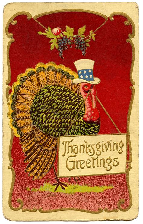 Vintage Thanksgiving Clip Art Patriotic Turkey The