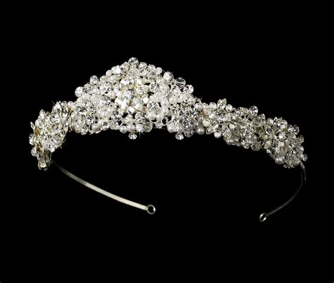 white pearl and crystal wedding tiara