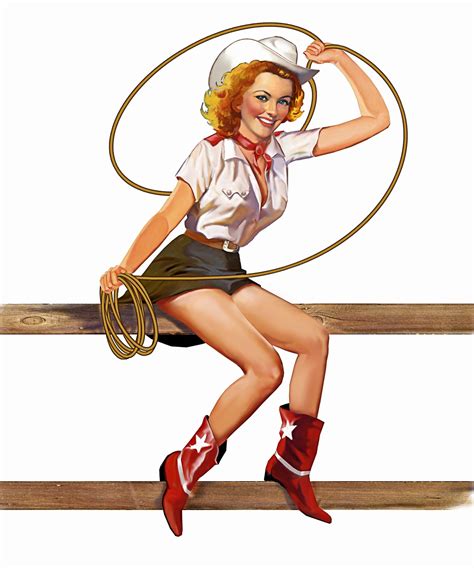 retro vintage pin up girl in cowgirl costume stock images