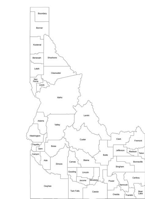 idaho county map  county names