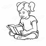 Girl Reading Book Sitting Clipart Clip Abeka Line sketch template