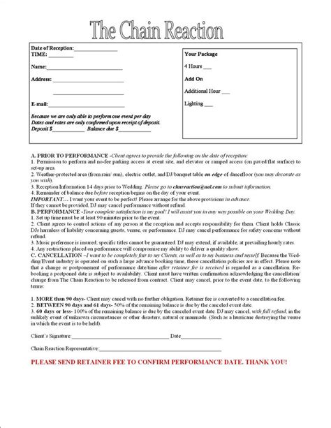 dj contract  printable documents contract template dj words