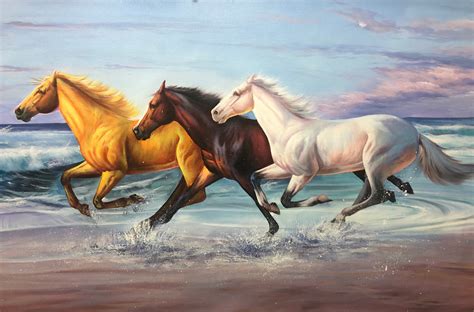 buy running horse painting handmade painting  kuldeep singh codeart