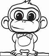 Monkey Coloring Cartoon Kids Printable sketch template