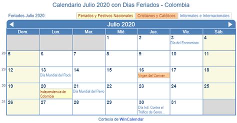 calendario julio   imprimir colombia