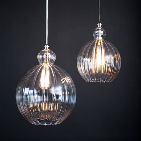 Clear Ribbed Glass Globe Mabel Pendant Light By Glow Lighting