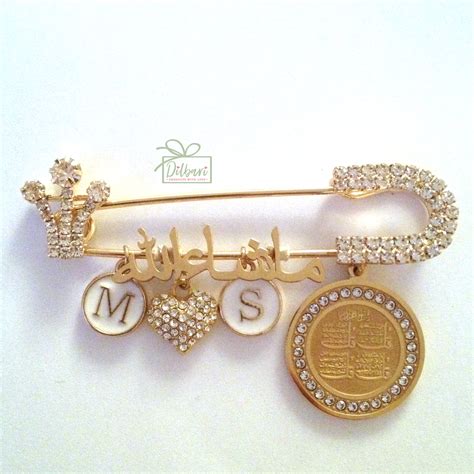 rhinestone luxury personalised pin 4 qul mahshaallah pin dilbari