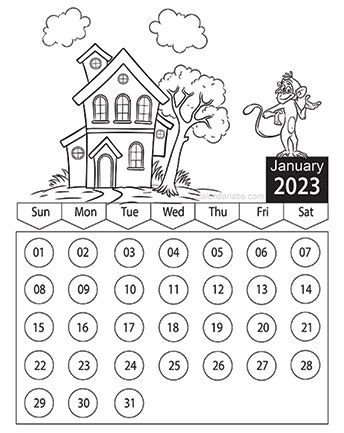 calendar coloring page  printable calendar