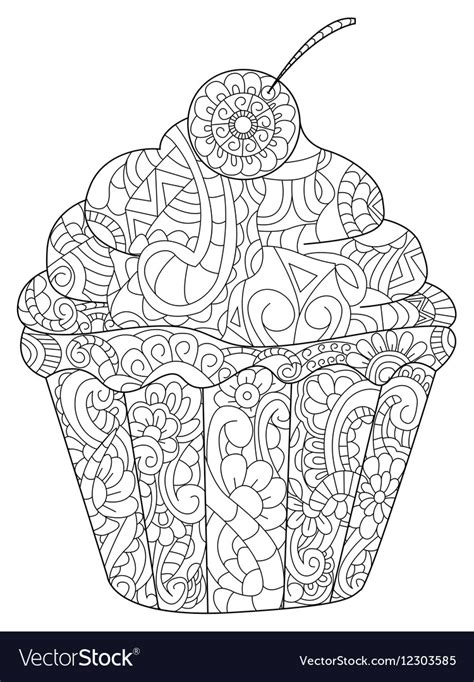 cake coloring book  adults royalty  vector image