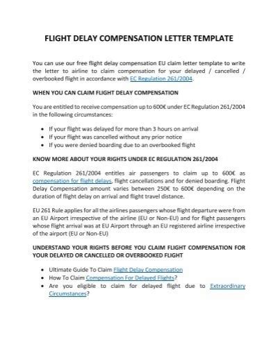 flight compensation letter template