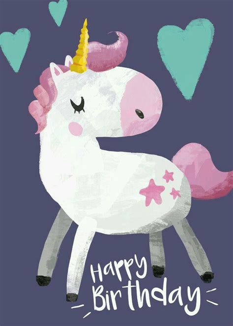 pin  ceshan  birthday images happy birthday cards unicorn