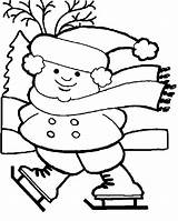 Ice Coloring Pages Skating Boy Holidays Little sketch template