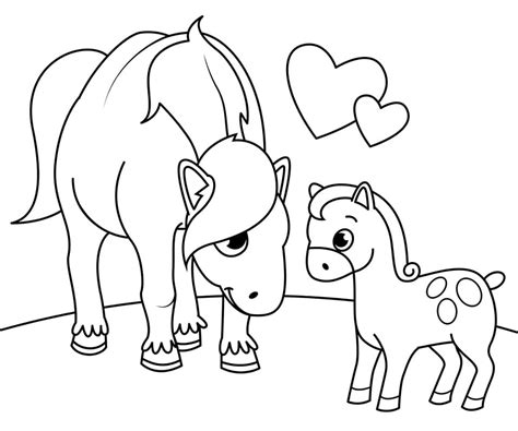 mom  baby horse coloring pages book  kids
