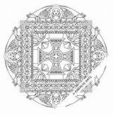 Mandala Coloring Pages Angel Square Christian Adult Symbols Mandalas Adults Printable Angelic Ancient Using Shapes Bible sketch template
