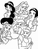 Coloring Disney Princess Pages Princesses Group Sheets Printable Printables Getcoloringpages sketch template