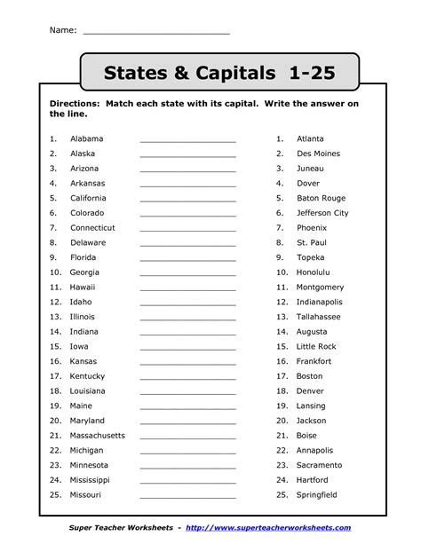 states capitals   directions match  state   capital