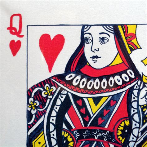 queen  hearts playing card illustration print  pet portrait