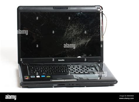 broken laptop computer  cracked screen stock photo alamy