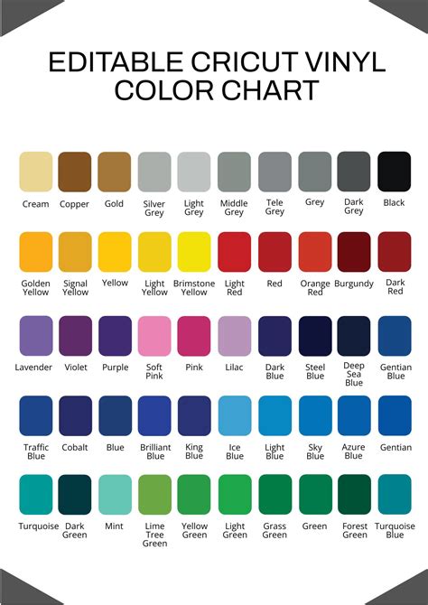 cricut vinyl color chart boscoaching