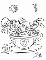 Wonderland Alice Hatter Mad Pages Coloring Getcolorings Printable Par sketch template