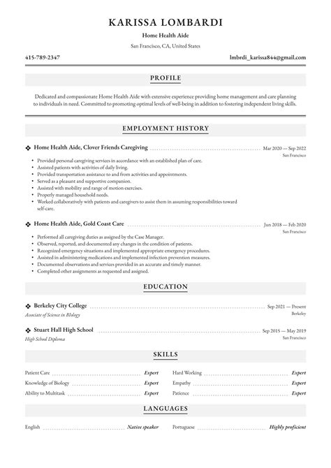 home health aide resume examples writing tips  resumeio