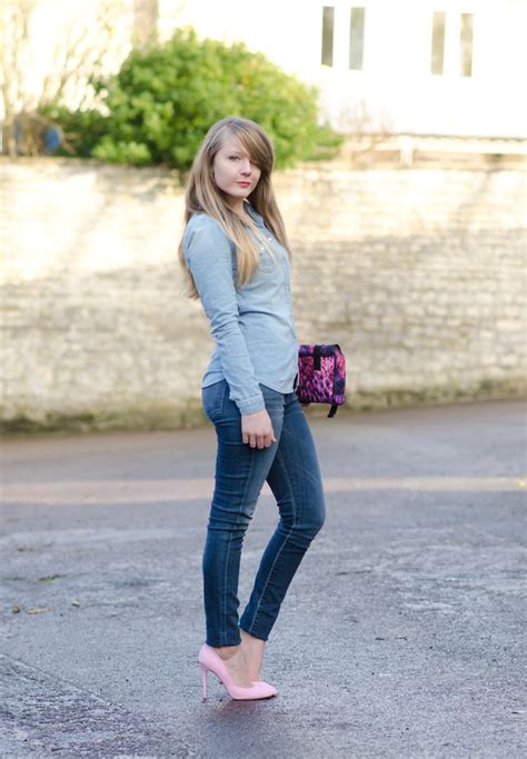 triple denim outfit jeans shirt and mulberry bag raindrops of sapphire