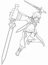 Kirito Sword Pages Asuna Coloring sketch template