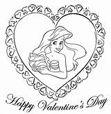 Coloring Pages Valentine Valentines Disney Princess Printable Ariel Heart Mermaid Book Little September Mickey Mouse Frozen Color Print Kids Sheets sketch template