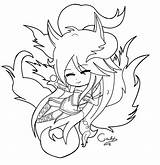 Ahri Lineart sketch template