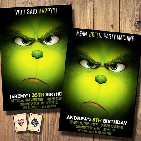 grinch invitations grinch party invite birthday party holiday