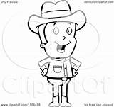 Cowboy His Cartoon Clipart Standing Hands Male Coloring Hips Cory Thoman Outlined Vector sketch template