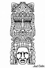 Mayan Coloring Aztec Totem Pages Mayans Inca Incas Masks Adult Printable Inspiration Aztecs Adults Print Inspired Color Maya Incredible Visit sketch template